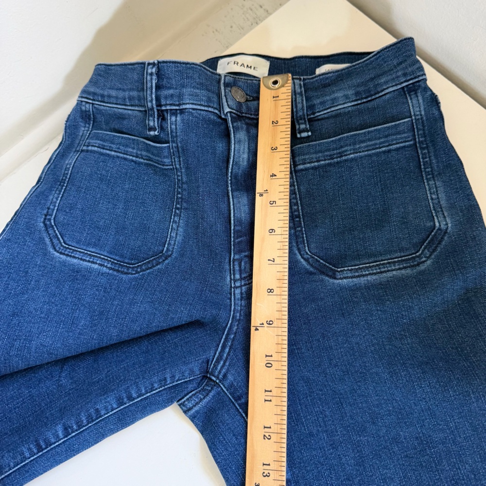Frame Le Slim Palazzo Jeans Wide Leg High Rise Blue Denim Size 27 - Picture 7 of 11
